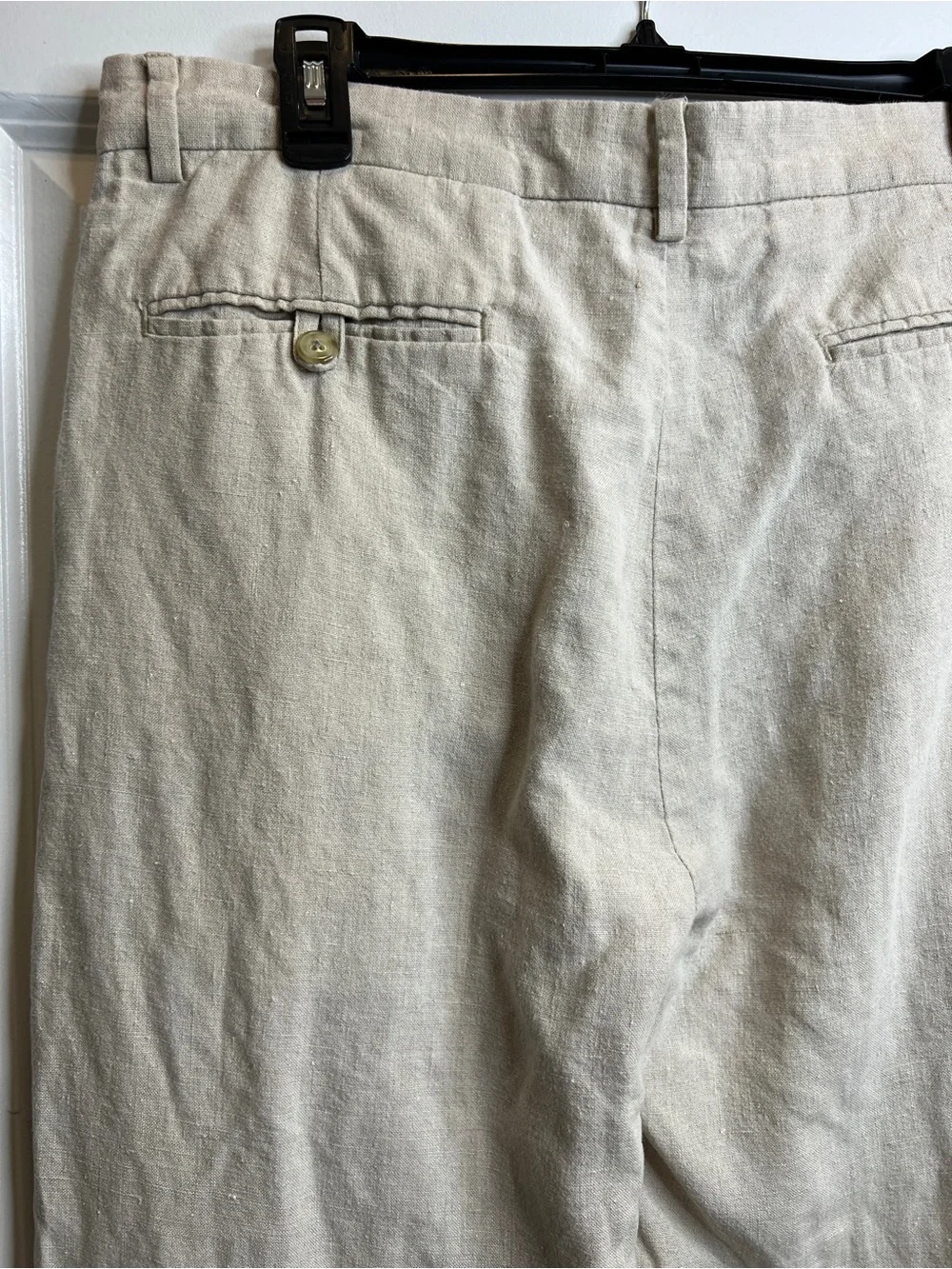 Turnbury Mens Natural Tan 100% Linen Pleated Cuffed Pants Trousers 36x30